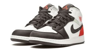 Air Jordan 1 Mid SE White Black Red Spruce (GS)