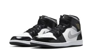 Air Jordan 1 Mid SE Patent Black White Metallic Silver Metallic Gold