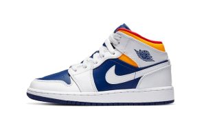 Air Jordan 1 Mid White Laser Orange Deep Royal Blue (GS)