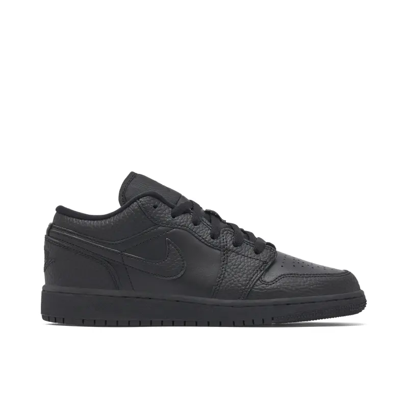 Air Jordan 1 Low Triple Black Tumbled Leather (GS)