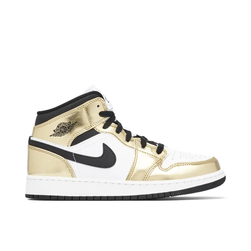 Air Jordan 1 Mid Metallic Gold Black White (GS)