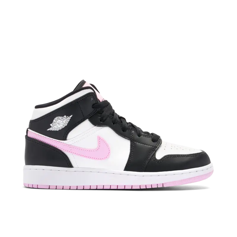 Air Jordan 1 Mid White Black Light Arctic Pink (GS)