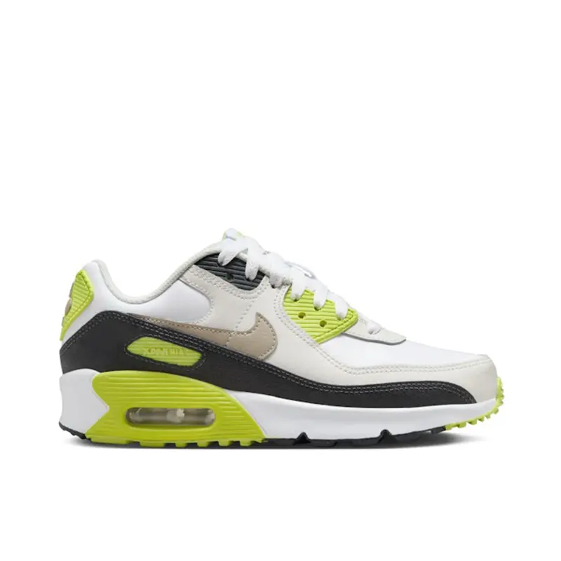 Nike Air Max 90 White Cyber Dark Smoke Grey Khaki (GS)