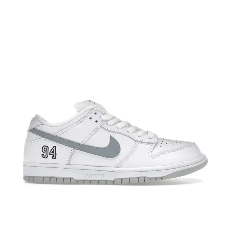 Nike SB Dunk Low Supreme 94 White Metallic Silver