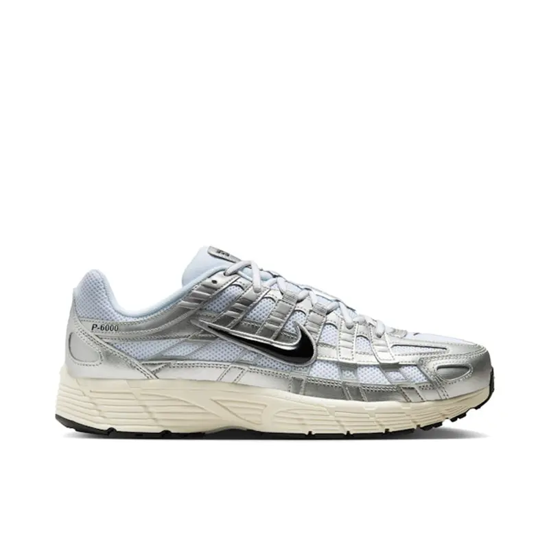 Nike P-6000 White Metallic Silver Flat Silver Black